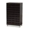 Modern Wooden Shoe Rack with Dustproof Cover – Wenge
