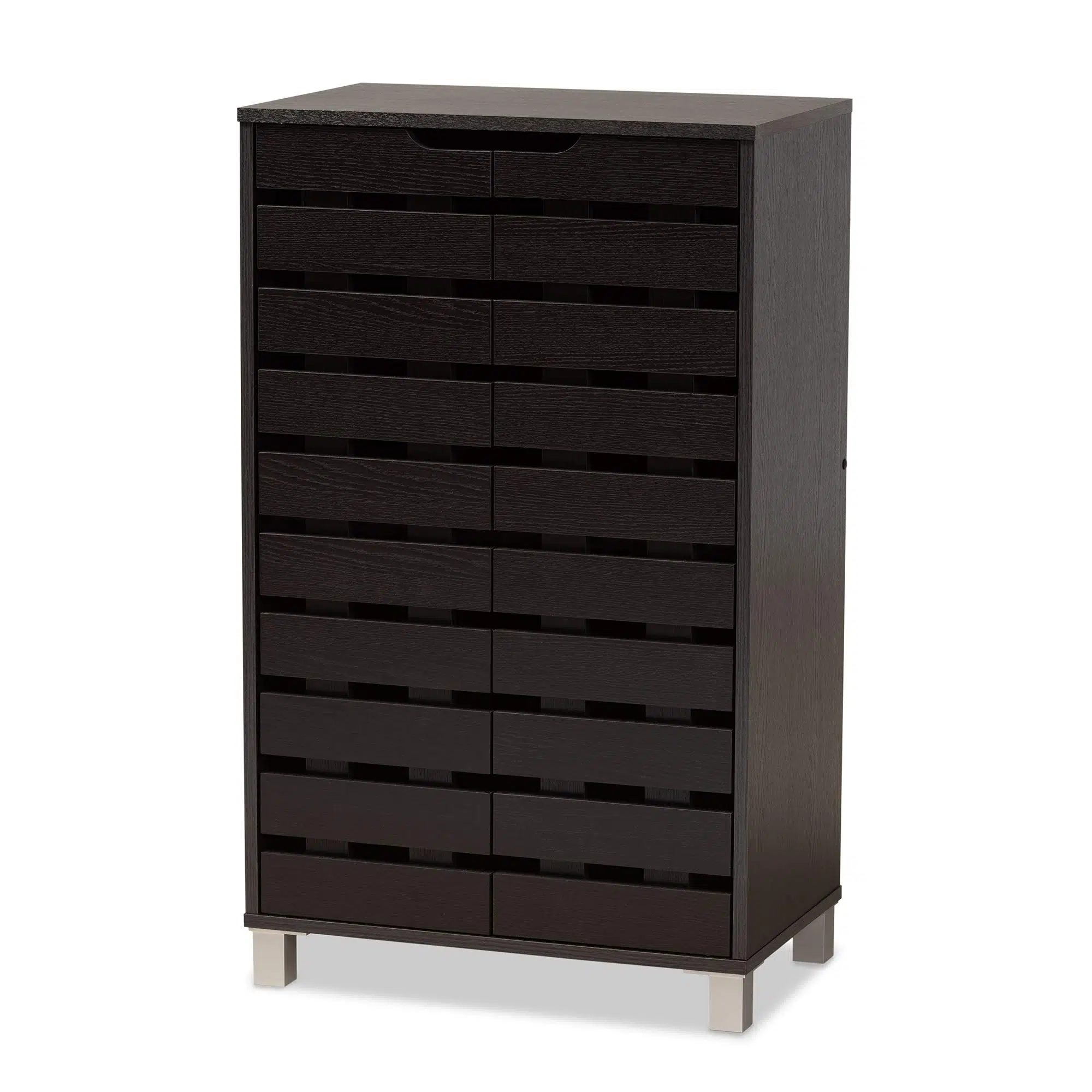 Modern Wooden Shoe Rack with Dustproof Cover – Wenge
