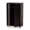 Modern Wooden Shoe Rack with Dustproof Cover – Wenge