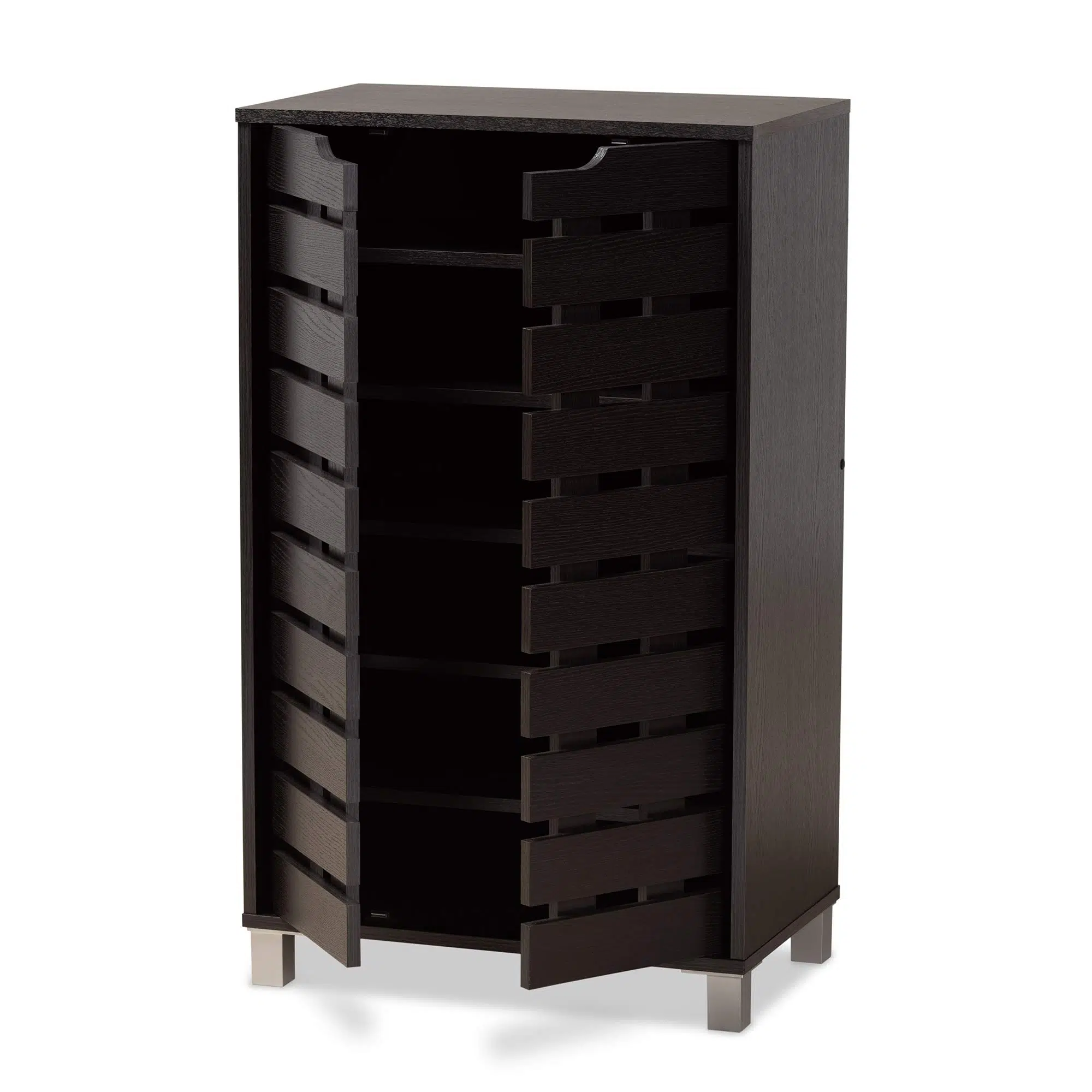 Modern Wooden Shoe Rack with Dustproof Cover – Wenge