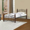 Metal Frame Bed with Wooden Legs With Medicated Mattress – Cherry Brown – 90x190cm