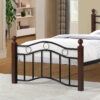 Metal Frame Bed with Wooden Legs With Medicated Mattress – Cherry Brown – 90x190cm