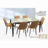 Titan Dining Table Marble Modern Set – Brown And Grey