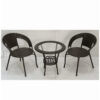Patio 3 Pieces Rattan Dining Set Table with Wicker Glass Top