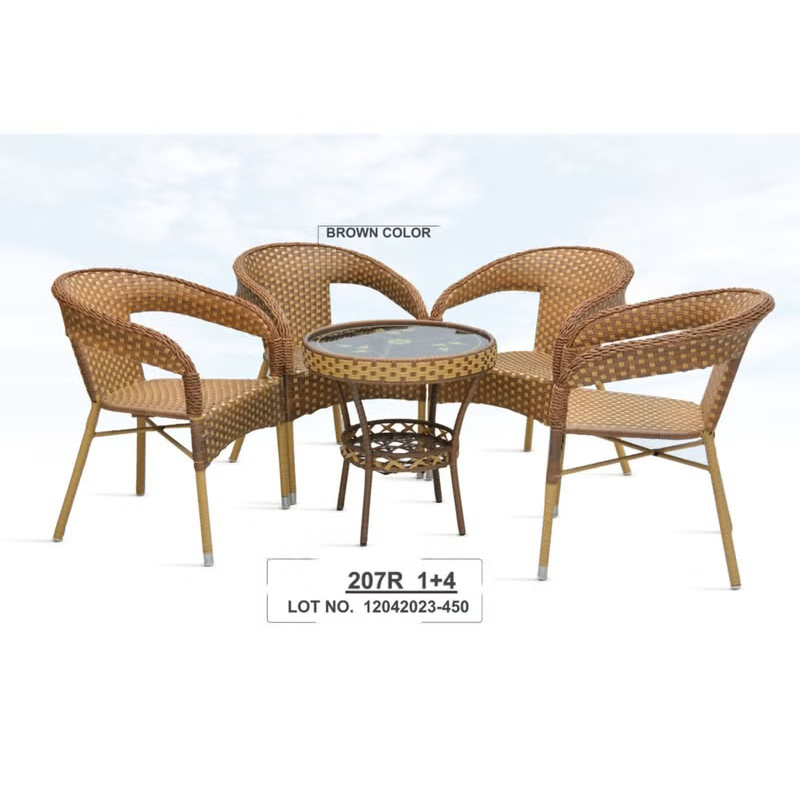 Patio 1+4 Rattan Set Dining Set – Brown-207R