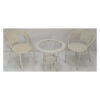 Patio 3 Pieces Rattan Dining Set Table with Wicker Glass Top