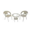 Patio 3 Pieces Rattan Dining Set Table with Wicker Glass Top