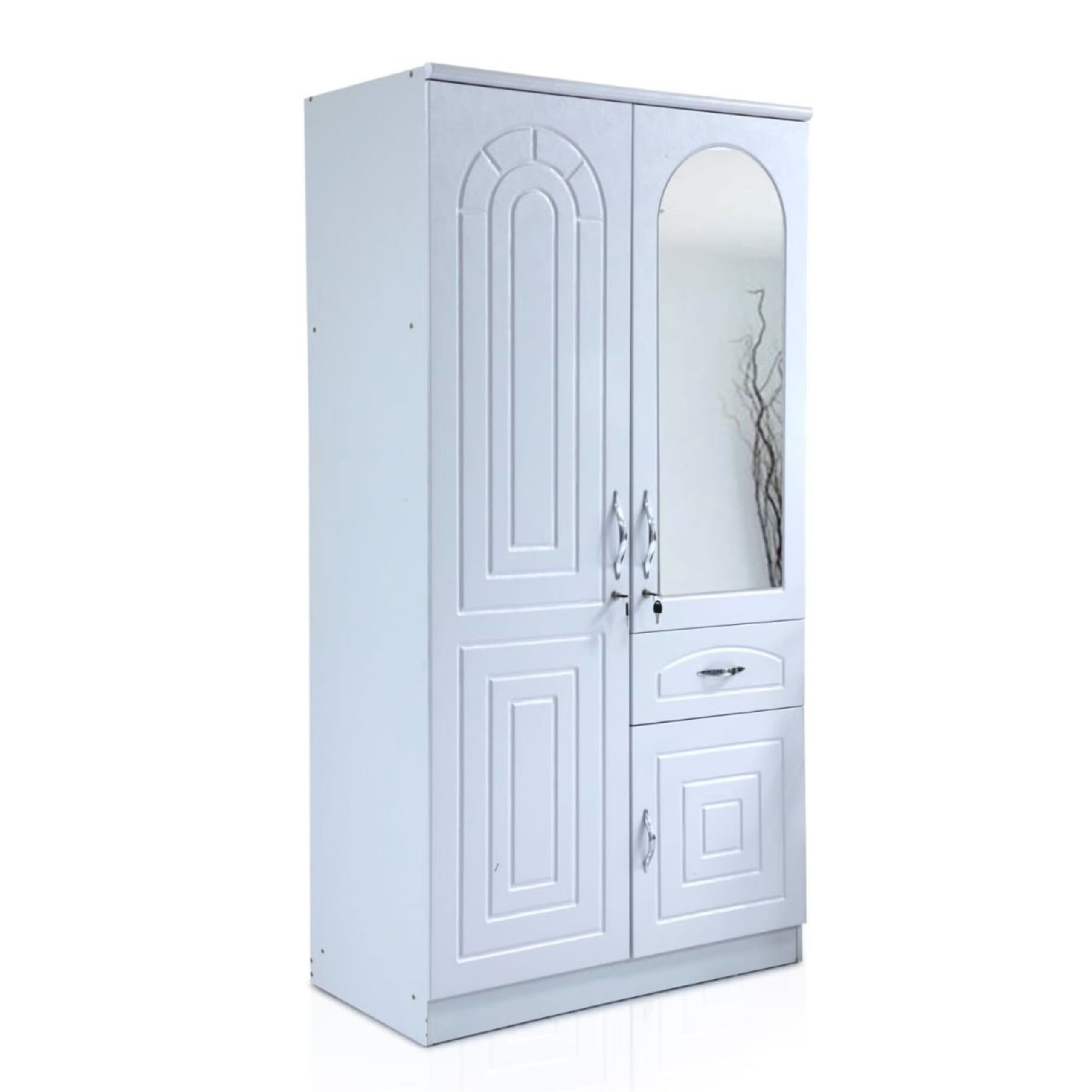 Best 2-Door Wooden Wardrobe Cabinet Cupboard Engineered – White