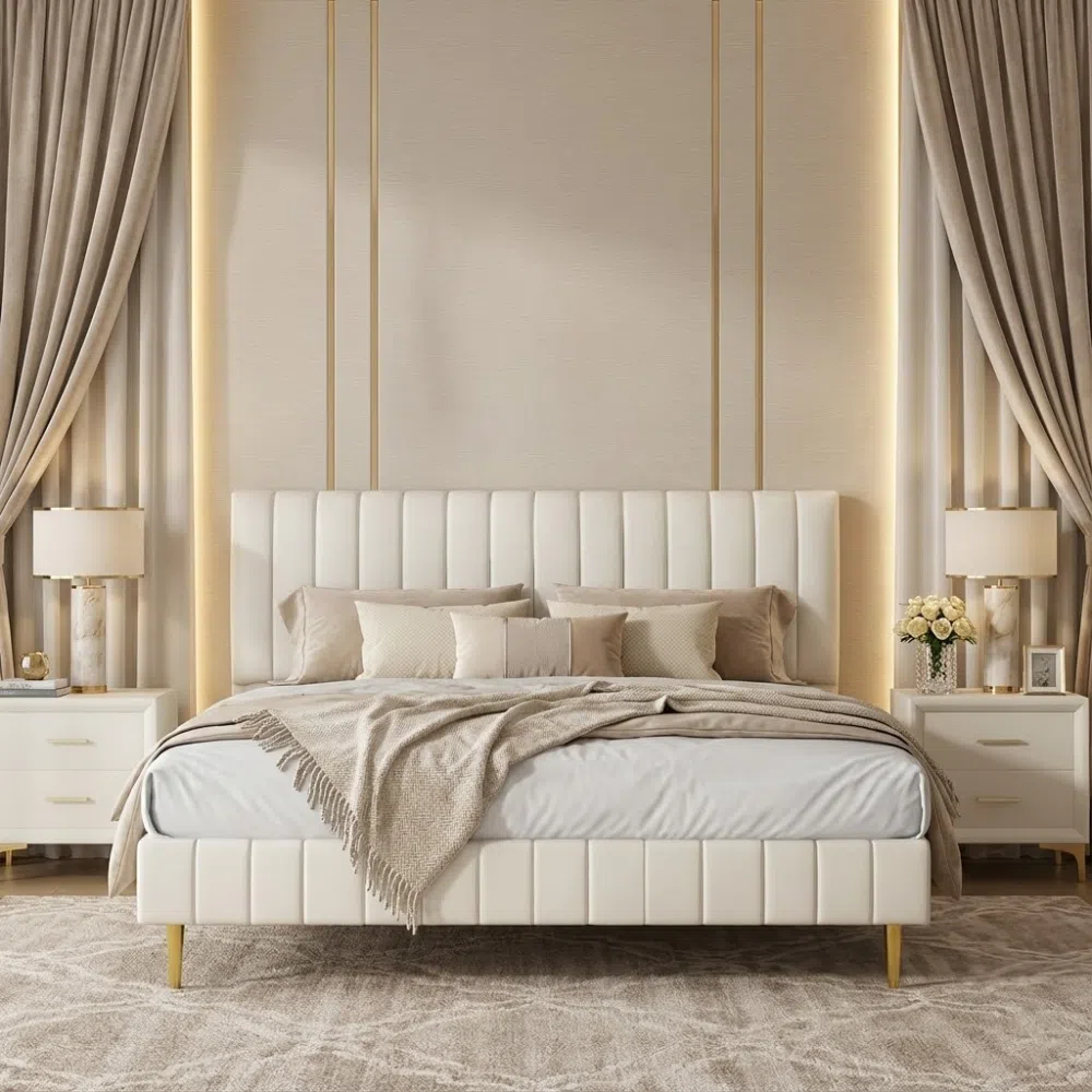 Brookshire Velvet Panel Bed
