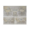 Patio 3 Pieces Rattan Dining Set Table with Wicker Glass Top