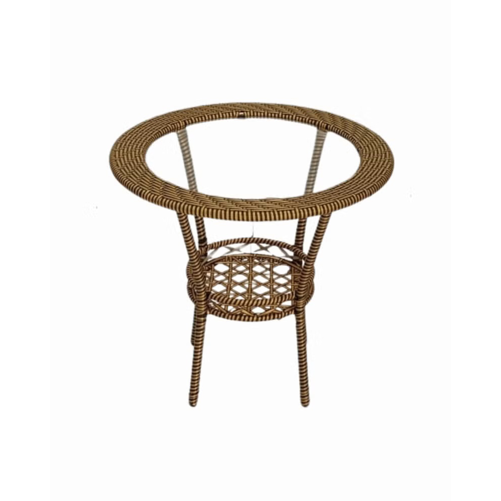 Patio 3 Pieces Rattan Dining Set Table with Wicker Glass Top