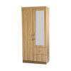 2 Door Lockable Wooden Wardrobe – Oak