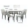 Wooden Twist Kitchen Dining Table Top Marble Leather Chair – Light Grey
