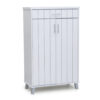 Modern Wooden Shoe Rack Free Standing Entryway Shoe Organizer – Super White