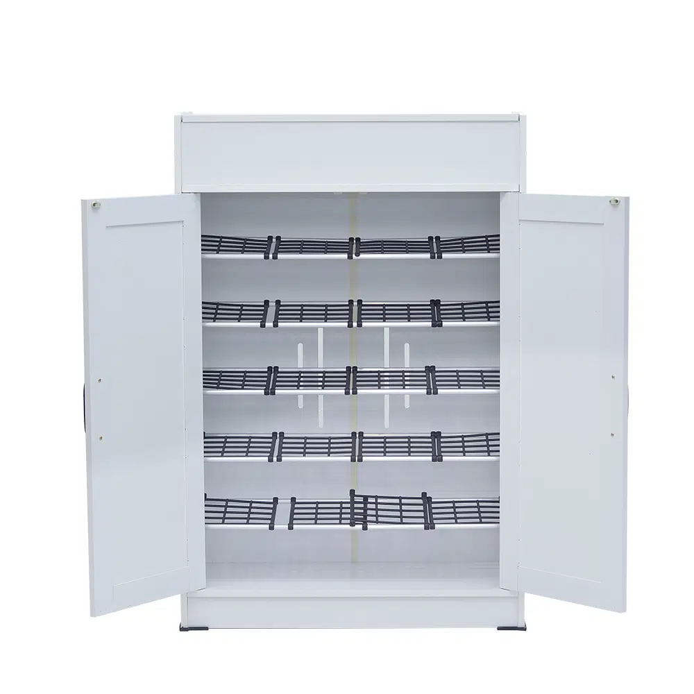 Wooden Shoe Rack with Dustproof Cover – White