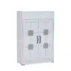Wooden Shoe Rack with Dustproof Cover – White