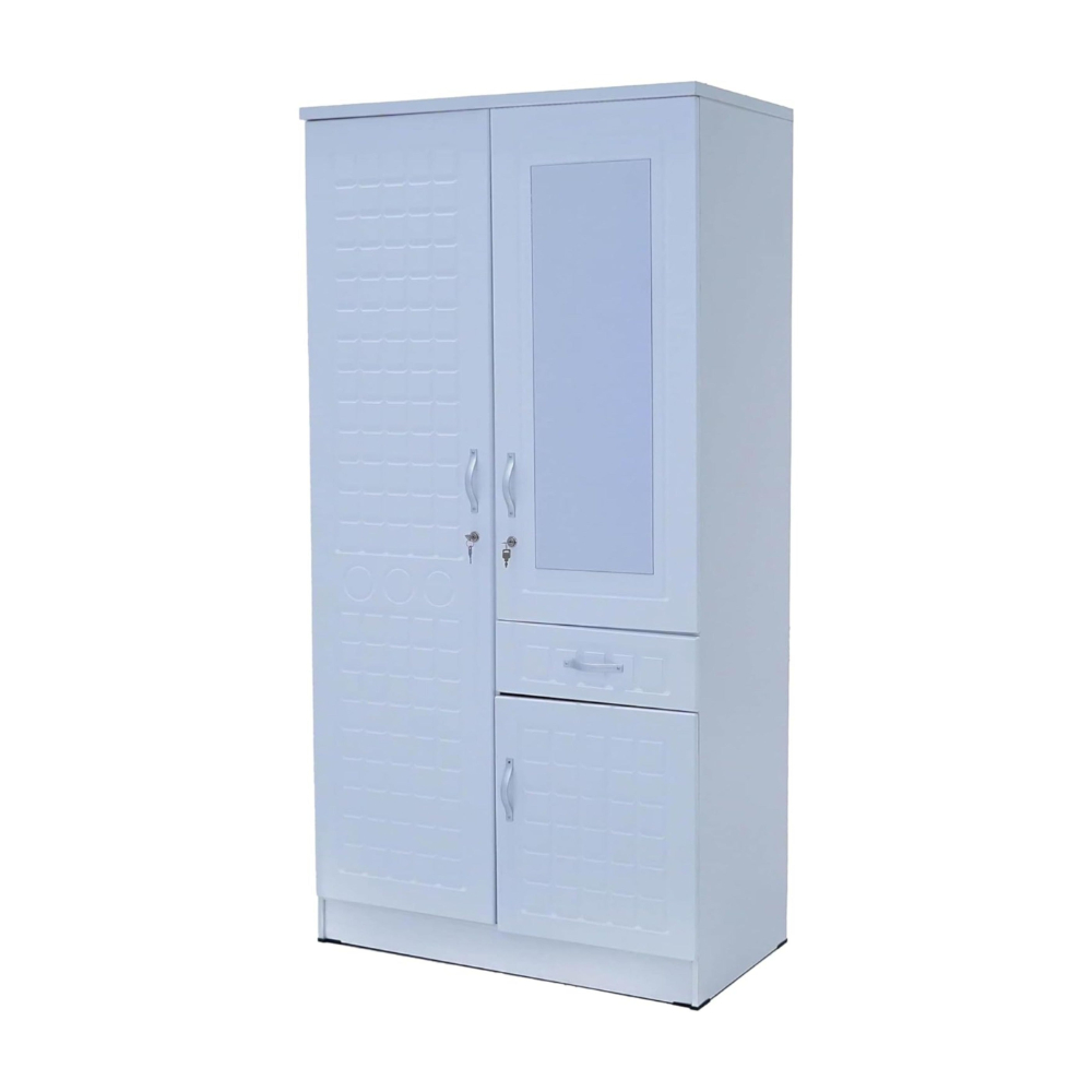 Karnak 2 Door Wooden Wardrobe With Lockable Doors Perfect Modern Stylish Cabinet Color – White