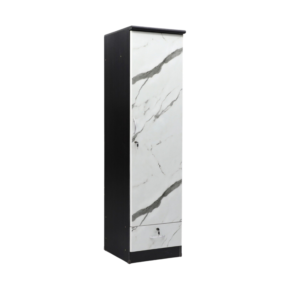 Karnak Best 1 Door Wooden Wardrobe Cabinet Cupboard With Door & Drawer Lock Keys Engineered Wood Perfect Modern Stylish Heavy Duty Color – Wenge Marble