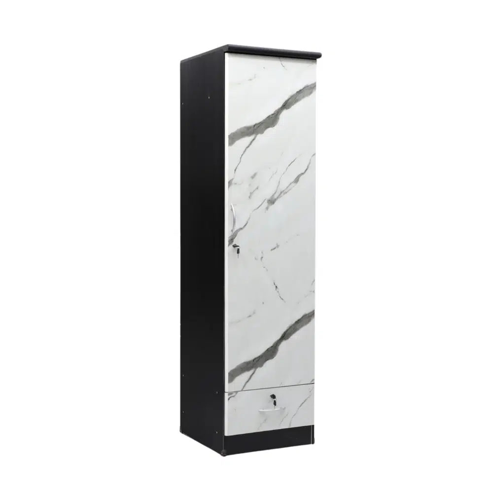 Karnak Best 1 Door Wooden Wardrobe Cabinet Cupboard With Door & Drawer Lock Keys Engineered Wood Perfect Modern Stylish Heavy Duty Color – Wenge Marble