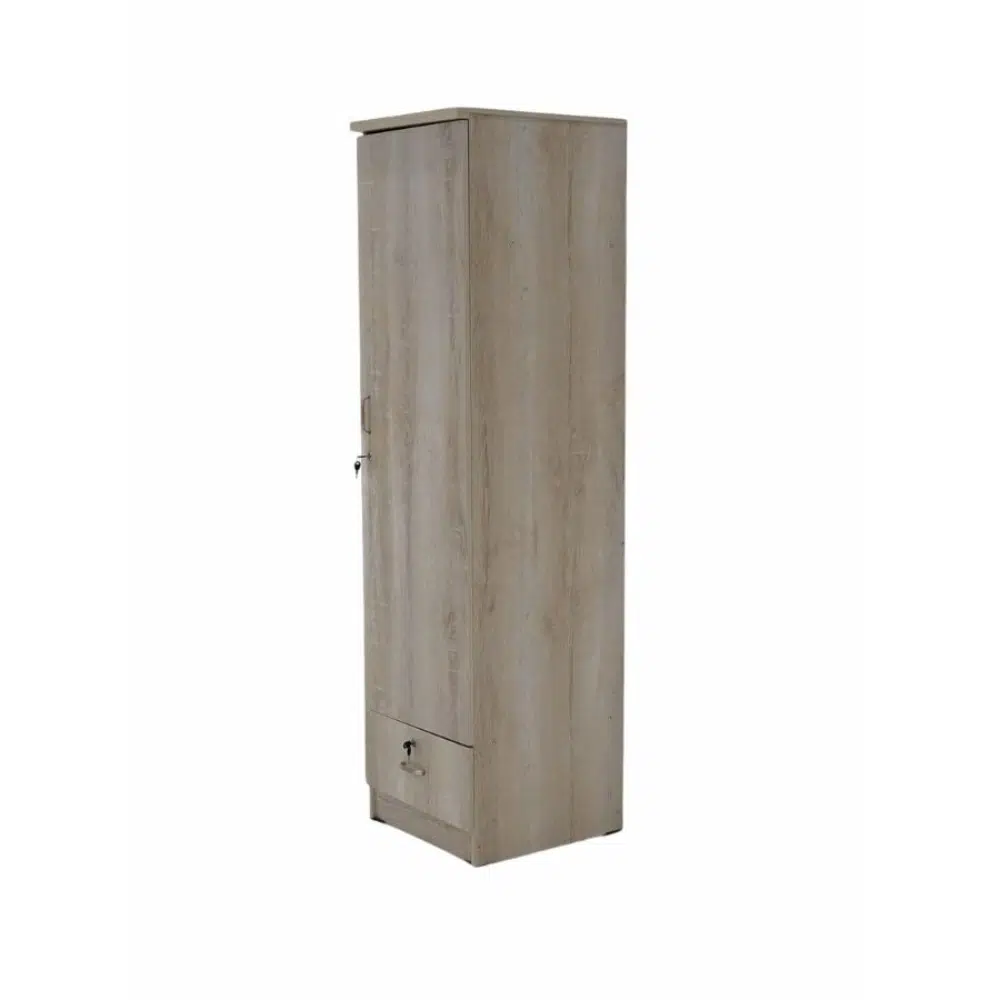 Karnak 1 Door Wooden Wardrobe Cabinet Cupboard With Drawer Lock Keys Color – Ash