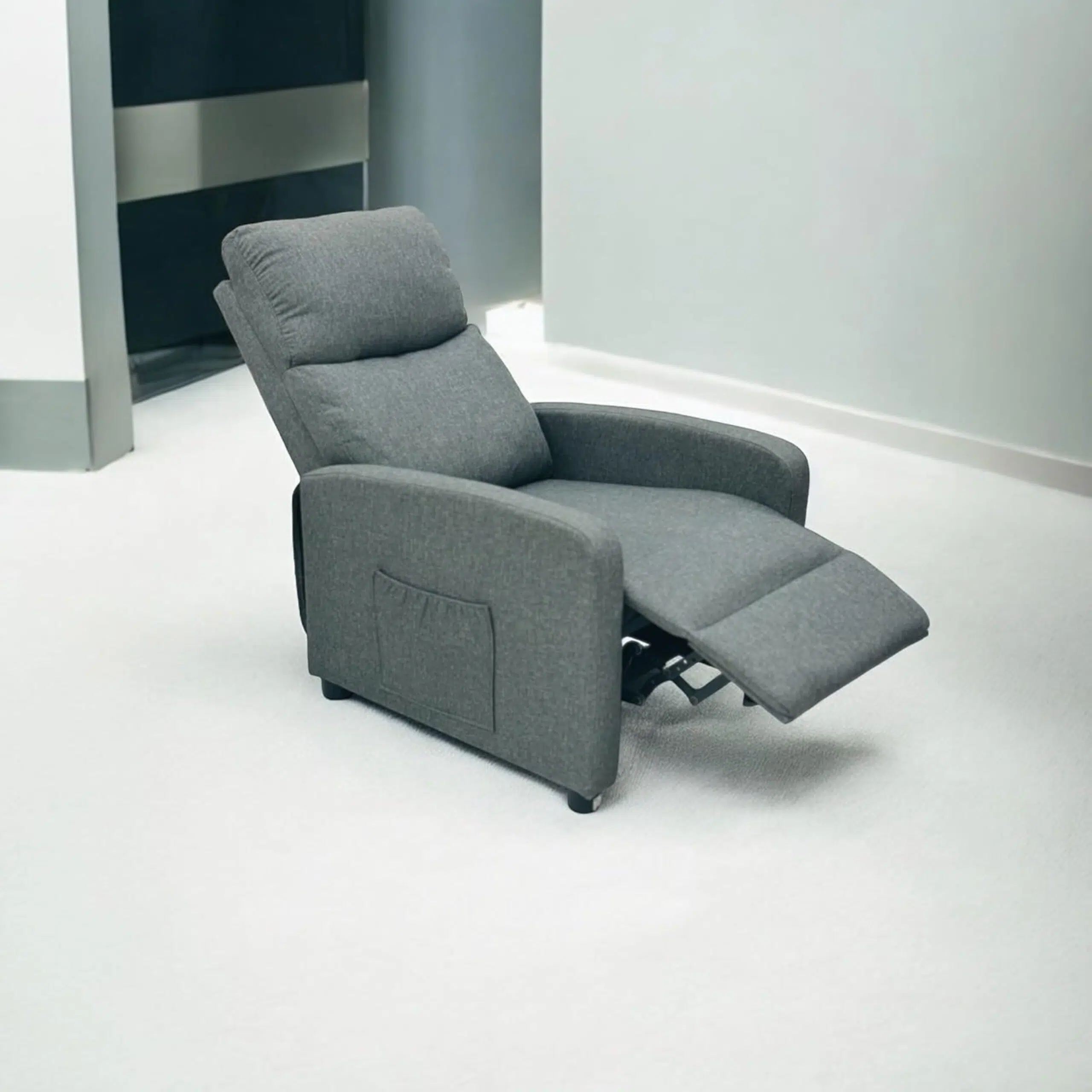 Savi Recliner Grey Chair Padded Seat Fabric For Living Room Club Chair Home Theater Seating