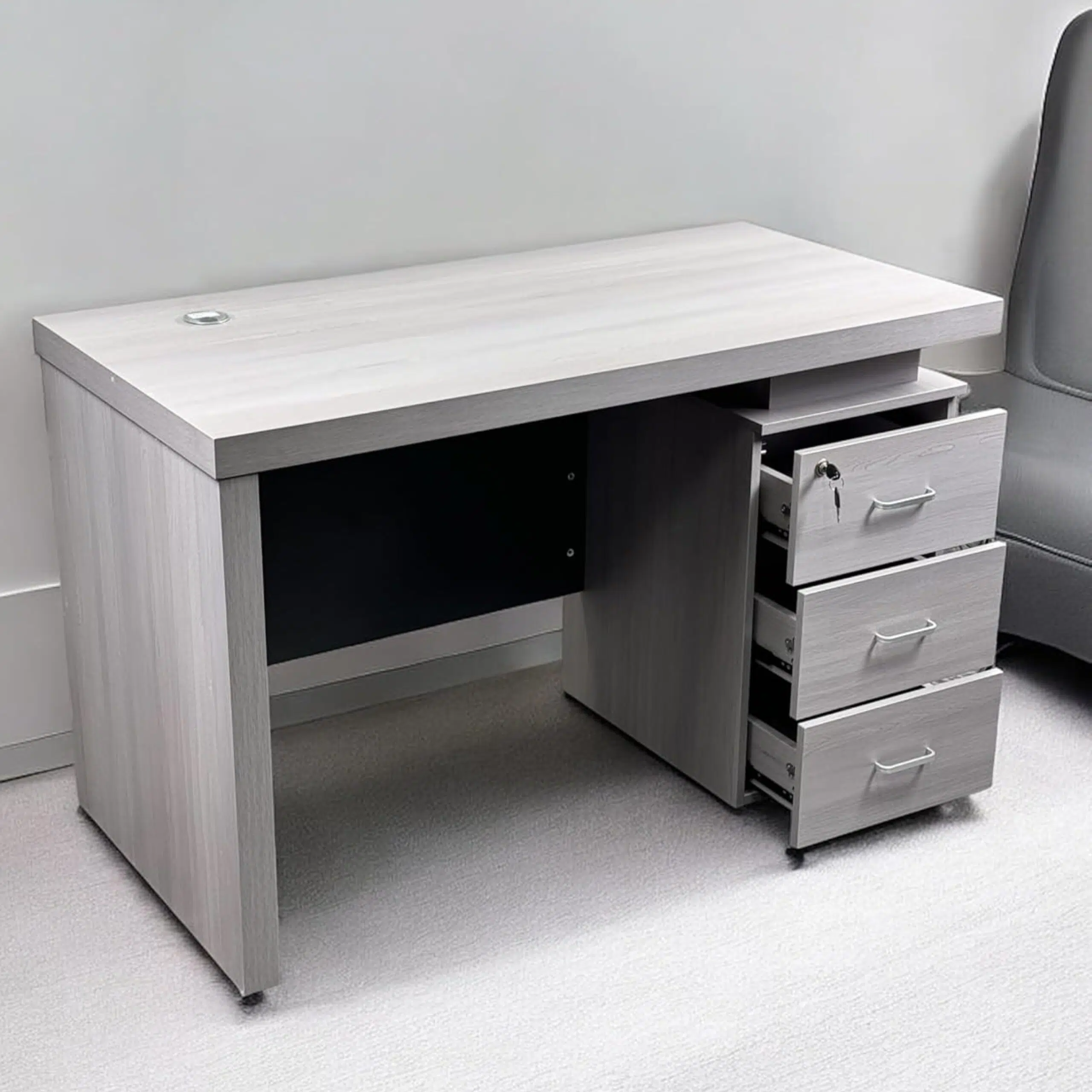 Emsworth  Executive Office Desk With Drawers Gaming Desk, Computer Study Table, Book Storage Grey 120cm