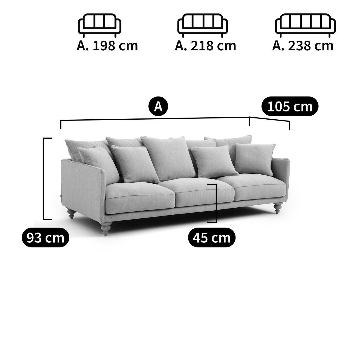 Chiara 3-Seater Boucle Sofa Couch – Beige