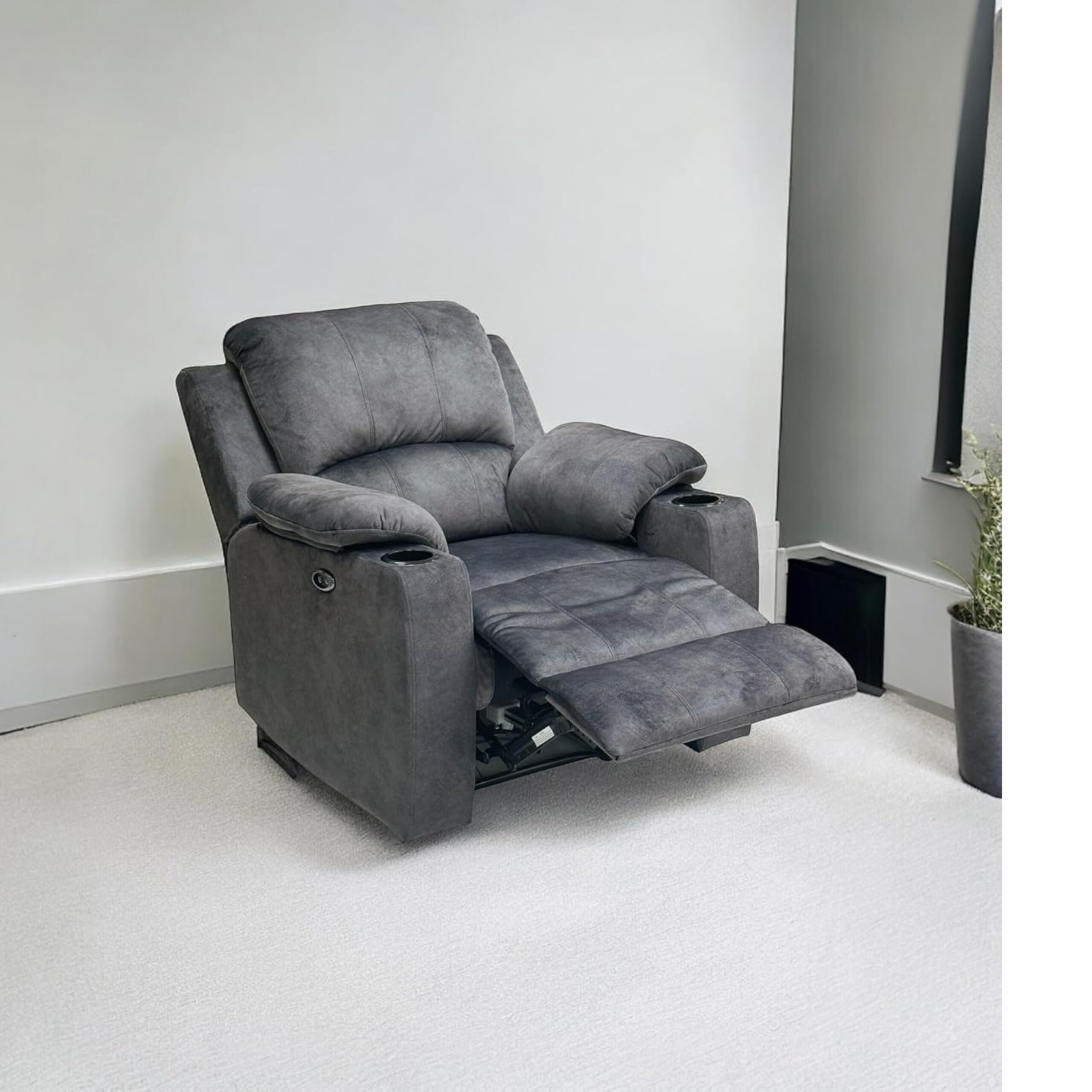 Cenova Recliner Electrical Power Recliner Sofa Faux Leather Recliner Good Comfort Open And Close Single Recliner Sofa Grey