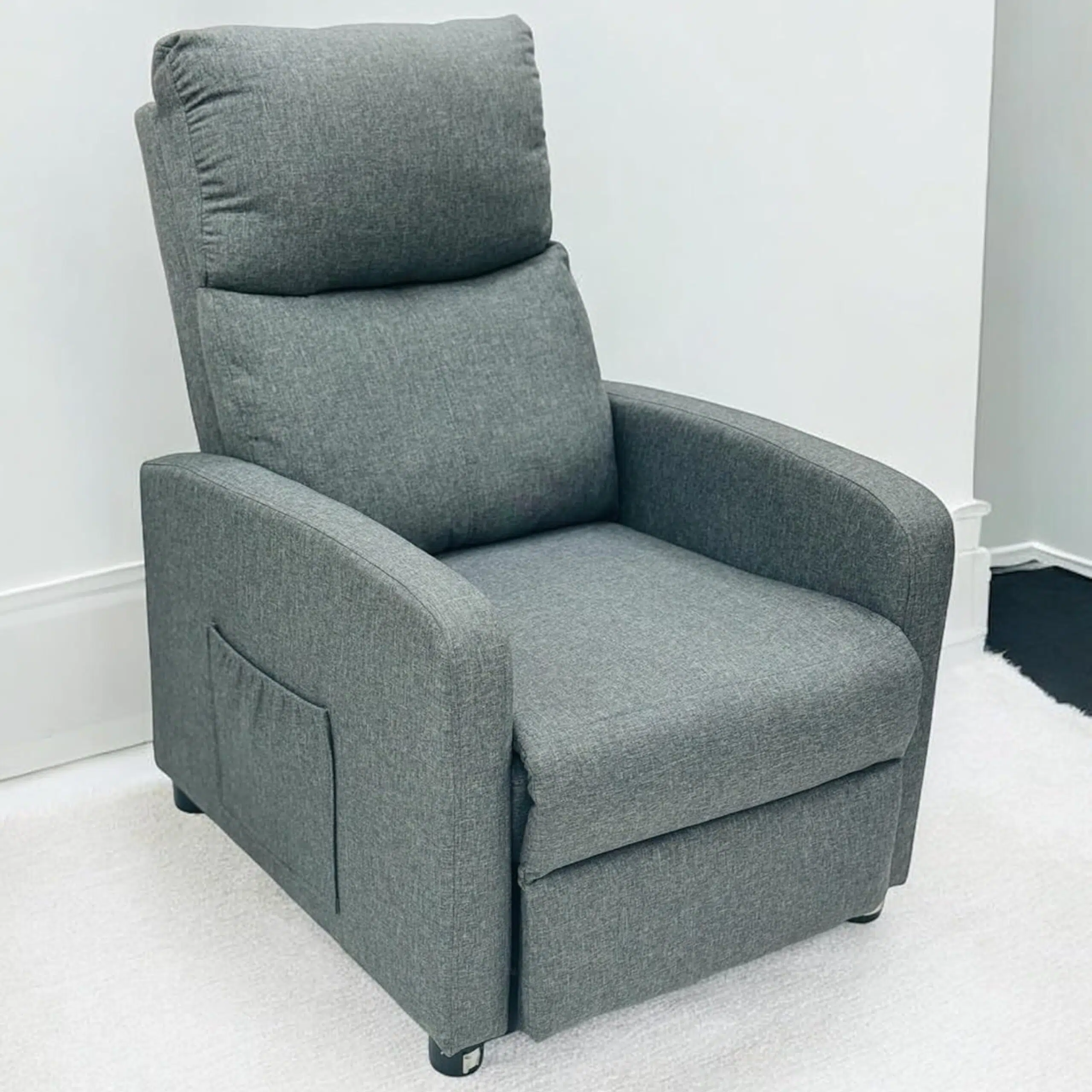 Savi Recliner Grey Chair Padded Seat Fabric For Living Room Club Chair Home Theater Seating