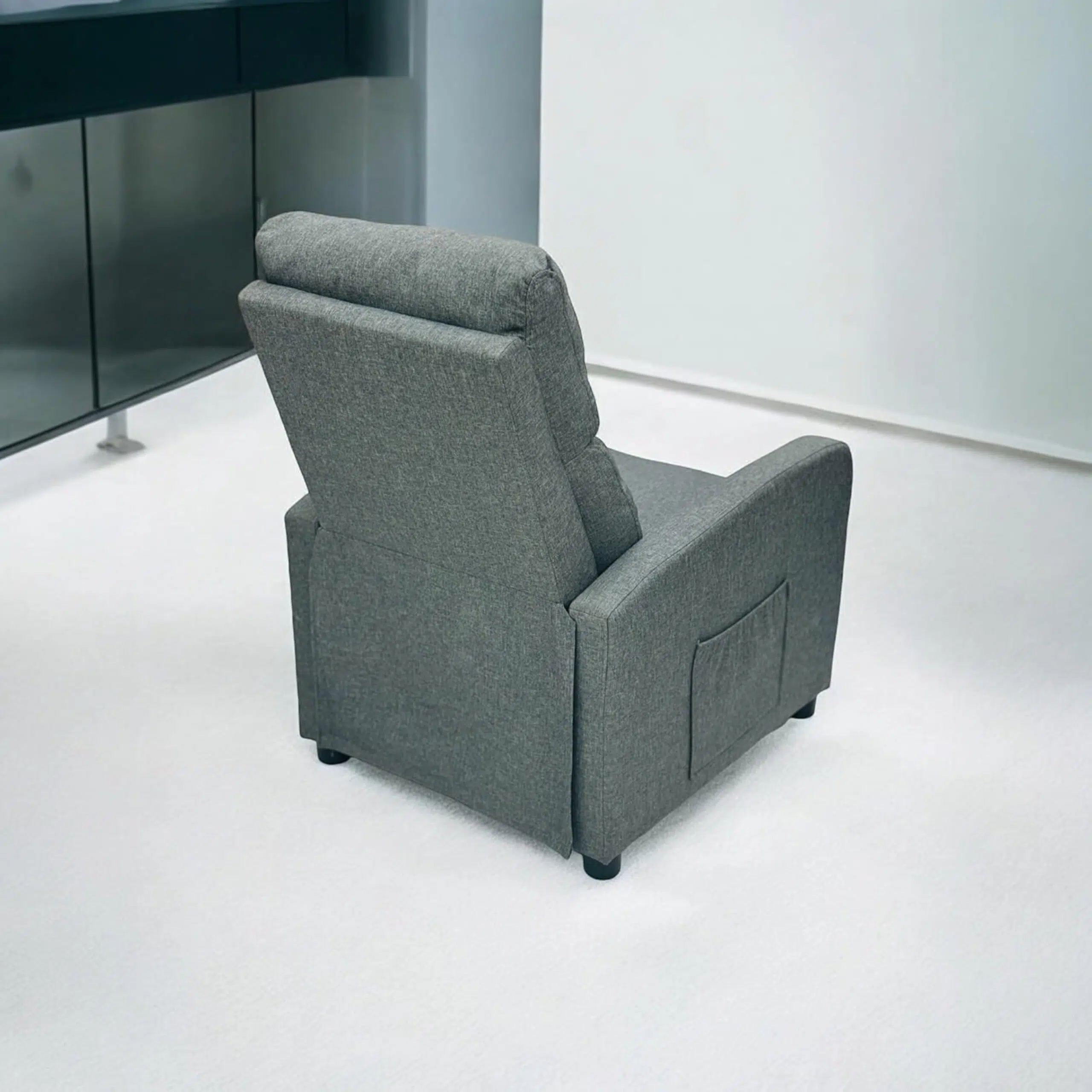 Savi Recliner Grey Chair Padded Seat Fabric For Living Room Club Chair Home Theater Seating