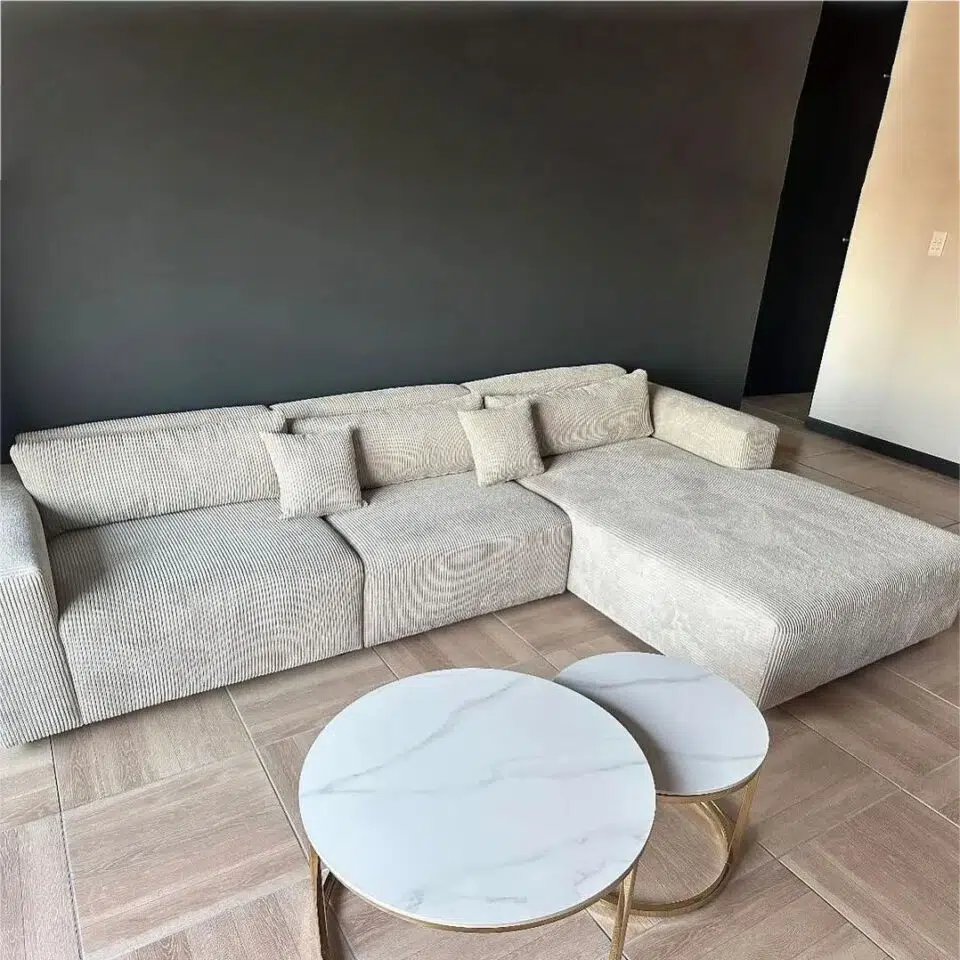Coop 3-Seater Corduroy Fabric L-Shape Sofa…