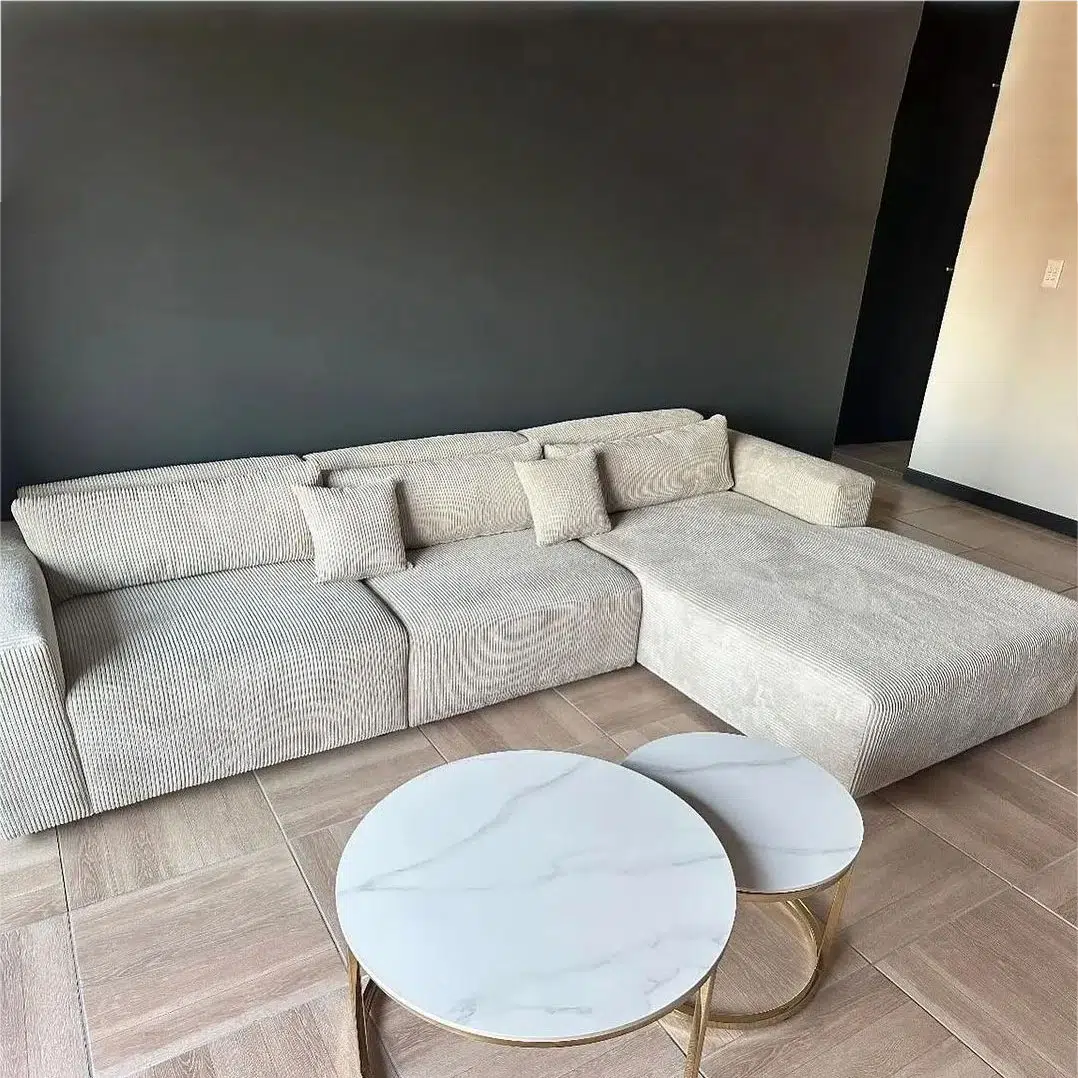 Coop 3-Seater Corduroy Fabric L-Shape Sofa