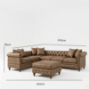 Crawford 4-Seater Faux Leather L-Shape Corner Sofa – Brown