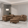 Crawford 4-Seater Faux Leather L-Shape Corner Sofa – Brown