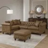 Crawford 4-Seater Faux Leather L-Shape Corner Sofa – Brown