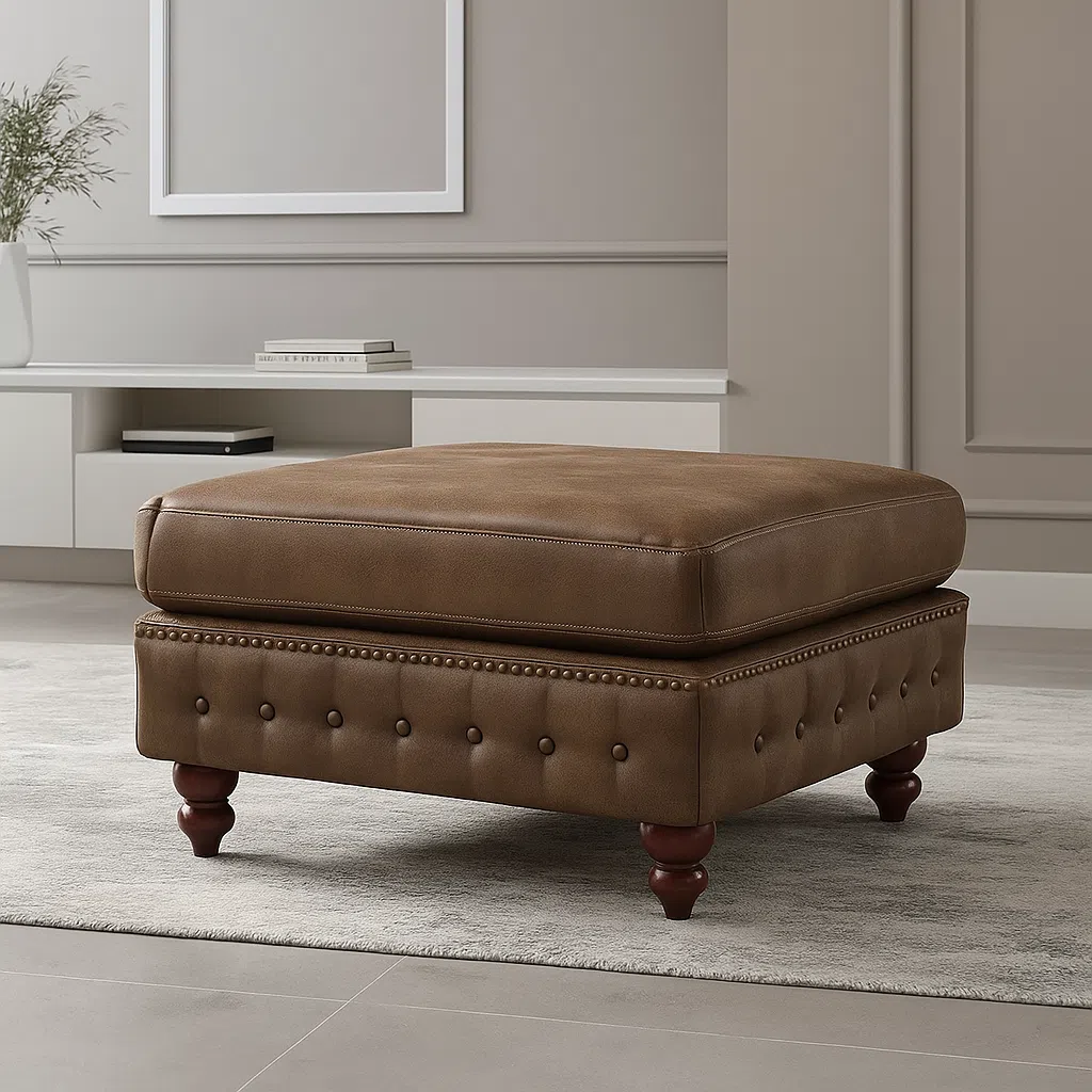 Crawford 4-Seater Faux Leather L-Shape Corner Sofa – Brown