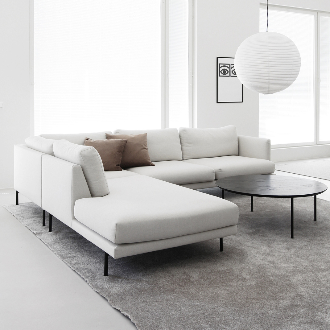 Ridley 4-Seater Polyester L-Shape Corner Sofa – White