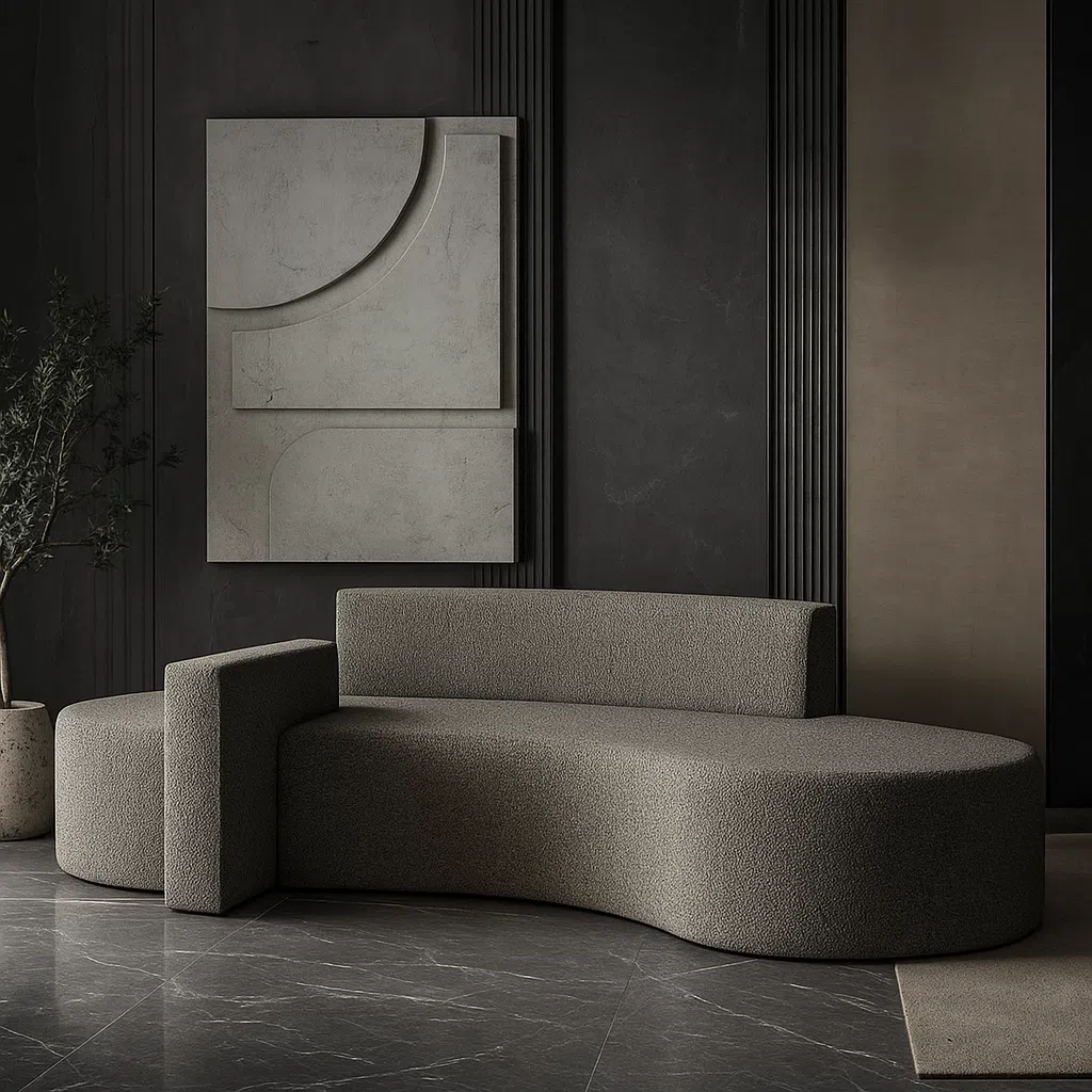 Salmon 2-Seater Boucle Curved Sofa