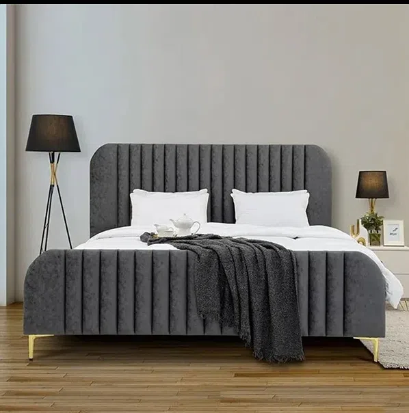 Camel Tufted Velvet Bed Frame