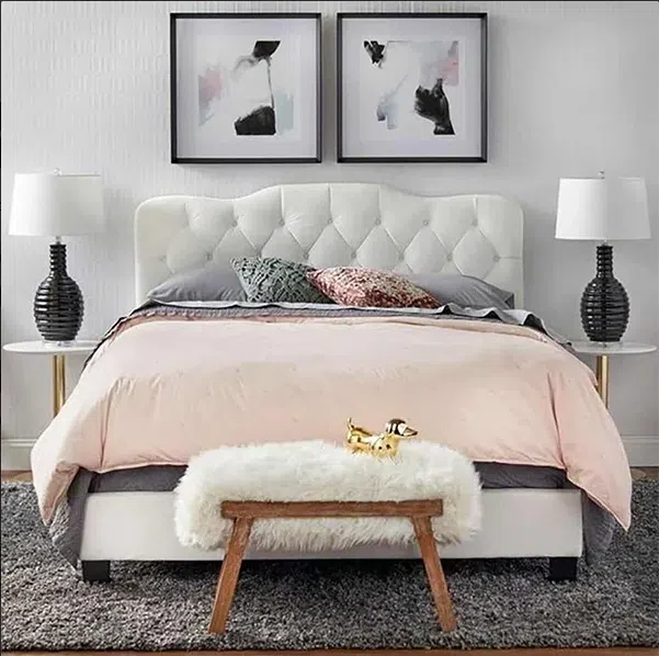 Cambric Tufted Bed Frame