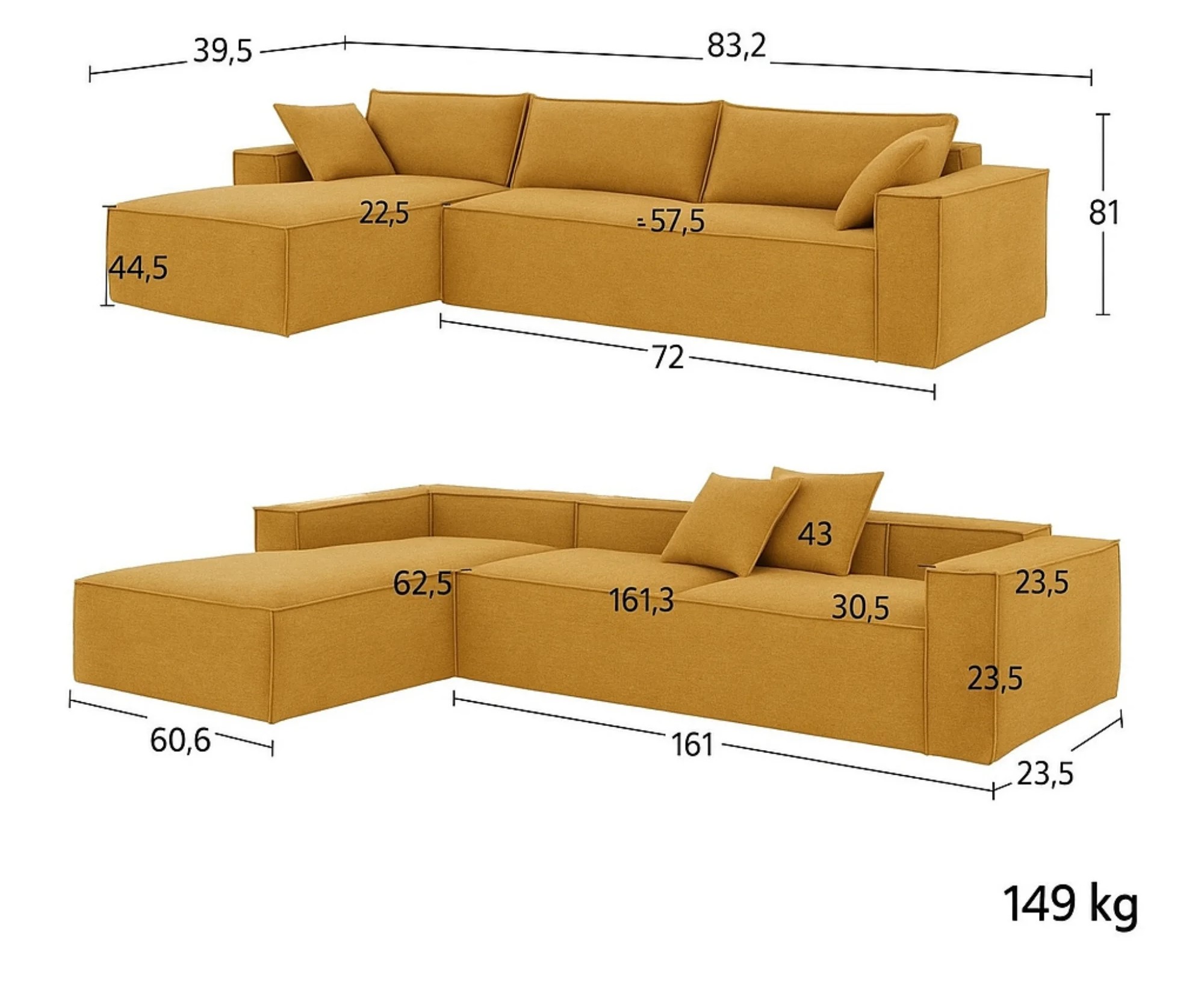 Lavi Style Modular Sectional Sofa L-Shaped Sleeper Sofa