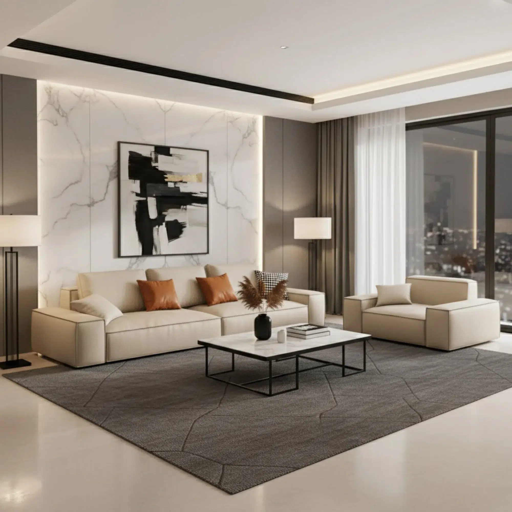 Rolia Modern PU Leather Sofa Set for Living Room,Office