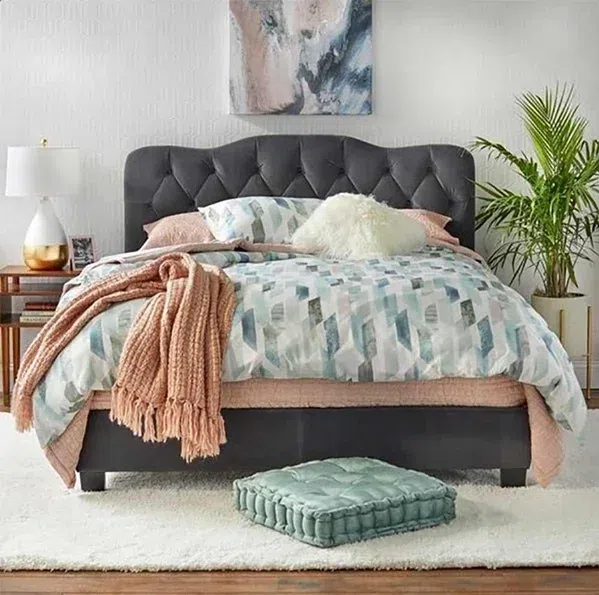 Cambric Tufted Bed Frame