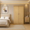 Modern 2 Door Wooden Wardrobe with Drawers – Natural Oak Finish