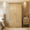 Modern 2 Door Wooden Wardrobe with Drawers – Natural Oak Finish