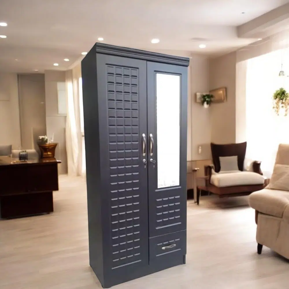 Kavar 2 Doors Wooden With Drawer and Mirror