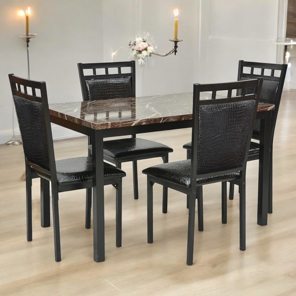 Divla Modern Design Chipboard and Metal Dining Table Set