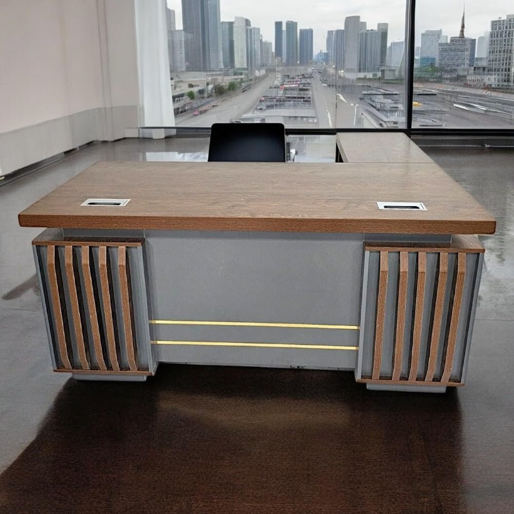 Ravdo Modern Office Table, Office Desk, Computer Table with side table and Drawer 160 cm