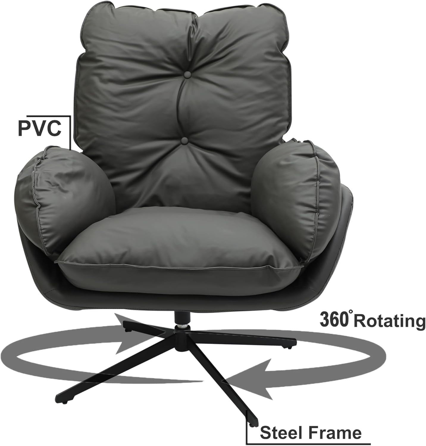 Rwaql Luxe leisure chair 1021- Dark Grey