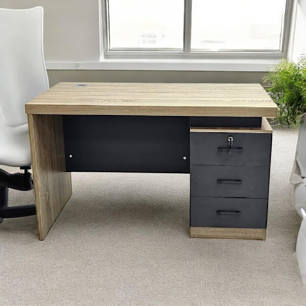 Rom Office Desk with Drawers – Lockable Drawers 120cm DIRTY OAK